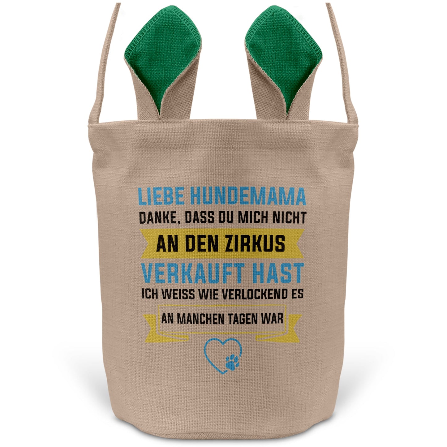 22Feels® Hundemama Frauchen Hunde Osterkorb mit Henkel Ostergeschenk Tragetasche Ostern Deko Osternest Körbchen Hasenohren (Beige/Grün)-Ostern Tragetasche-22Feels
