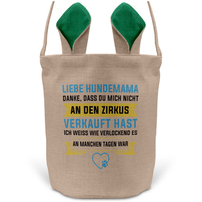22Feels® Hundemama Frauchen Hunde Osterkorb mit Henkel Ostergeschenk Tragetasche Ostern Deko Osternest Körbchen Hasenohren (Beige/Grün)-Ostern Tragetasche-22Feels