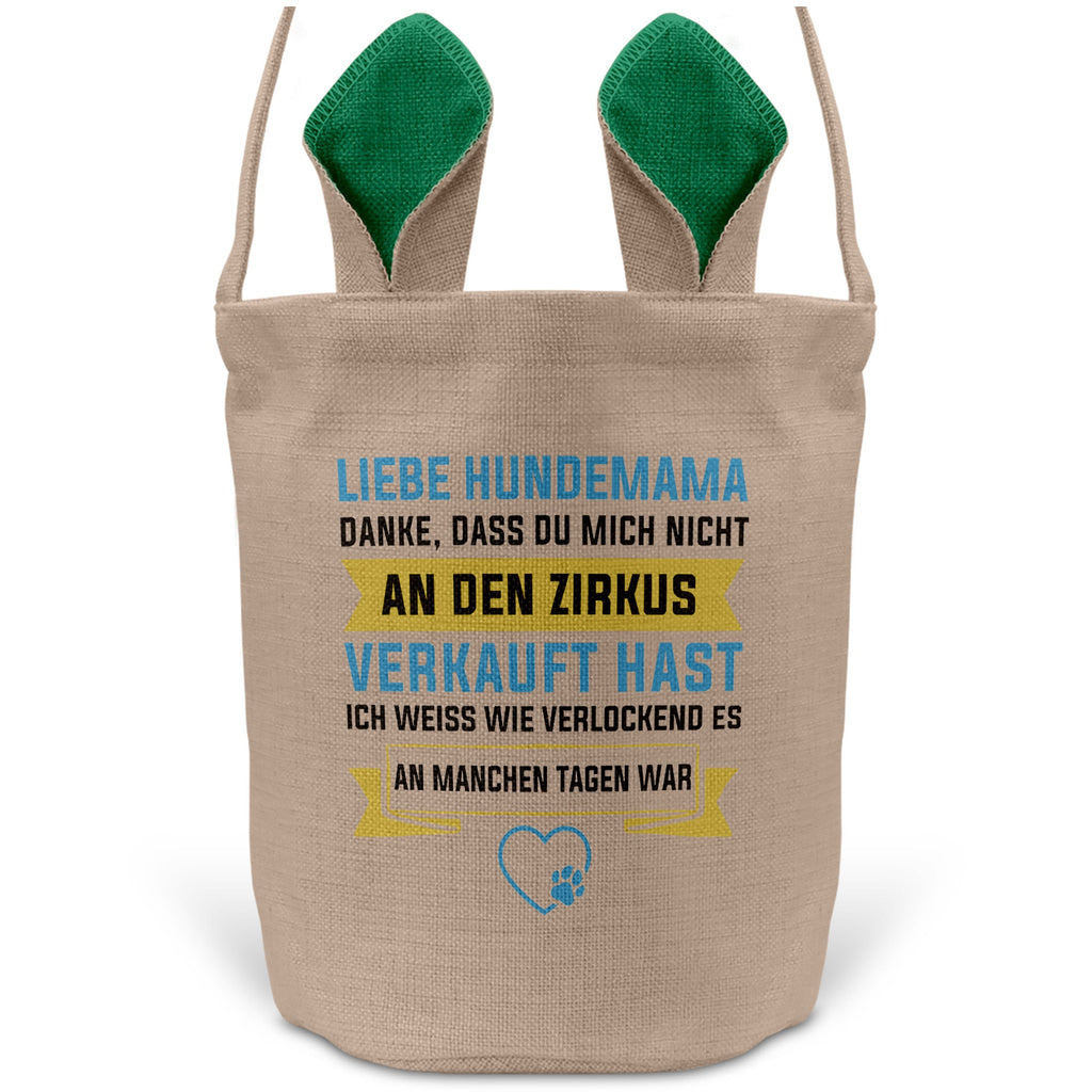 22Feels® Hundemama Frauchen Hunde Osterkorb mit Henkel Ostergeschenk Tragetasche Ostern Deko Osternest Körbchen Hasenohren (Beige/Grün)-Ostern Tragetasche-22Feels