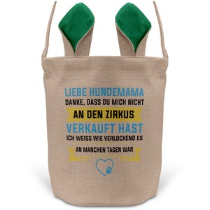 22Feels® Hundemama Frauchen Hunde Osterkorb mit Henkel Ostergeschenk Tragetasche Ostern Deko Osternest Körbchen Hasenohren (Beige/Grün)-Ostern Tragetasche-22Feels