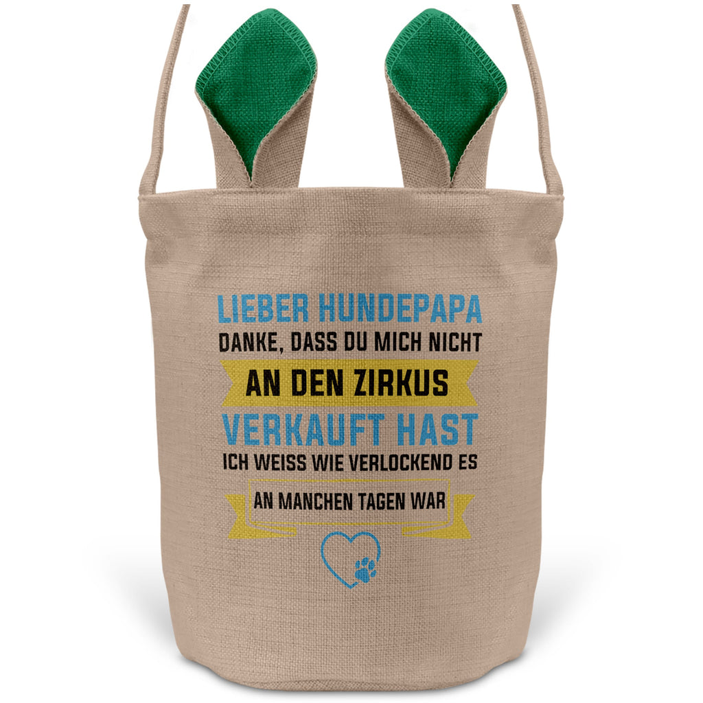 22Feels® Hundepapa Herrchen Hunde Osterkorb mit Henkel Ostergeschenk Tragetasche Ostern Deko Osternest Körbchen Hasenohren (Beige/Grün)-Ostern Tragetasche-22Feels