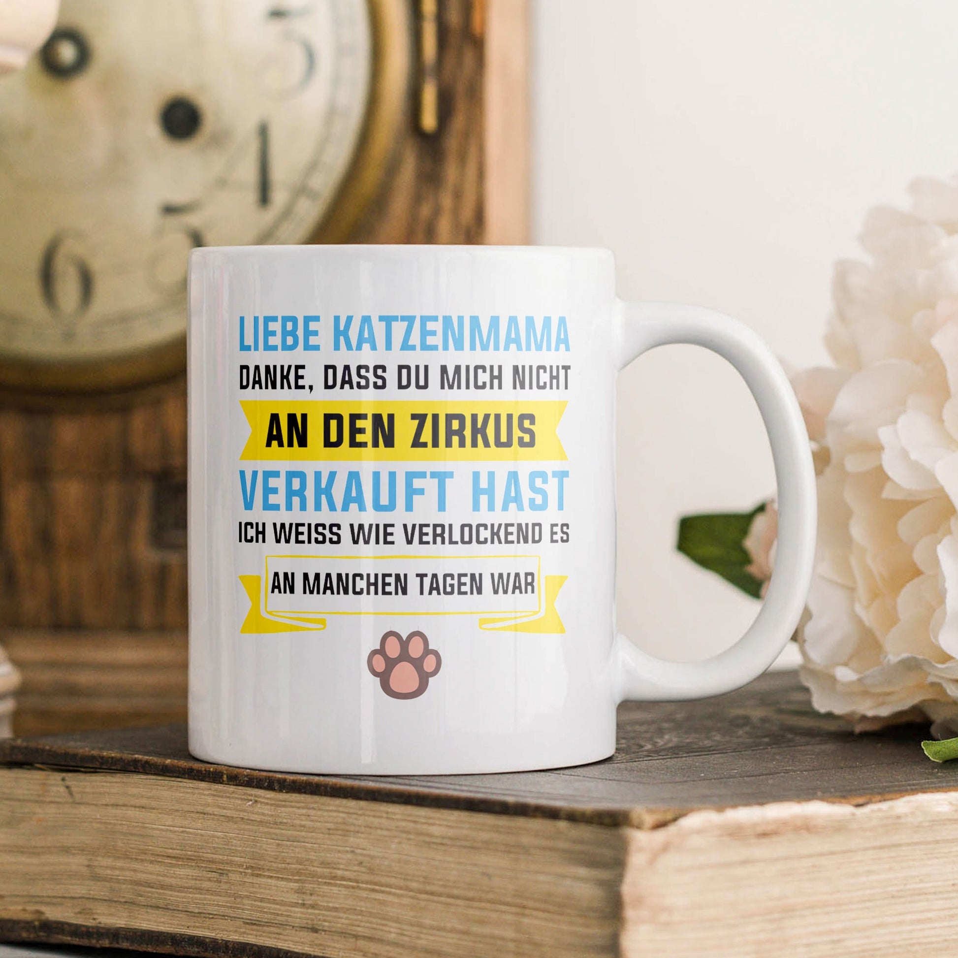 22Feels® Geschenk für Katzenmama - Tasse mit Spruch (Weiss, 320ml)-Weisse Tasse 320ml-22Feels