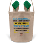 22Feels® Katzenmama Frauchen Katzen Osterkorb mit Henkel Ostergeschenk Tragetasche Ostern Deko Osternest Körbchen Hasenohren (Beige/Grün)-Ostern Tragetasche-22Feels