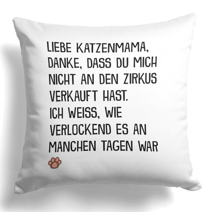 22Feels® Katzenmama Geschenk für Cat Moms und Katzen-Frauchen - Kissen mit Spruch (Weiss 40x40cm)-Kissen Weiss 40x40-22Feels