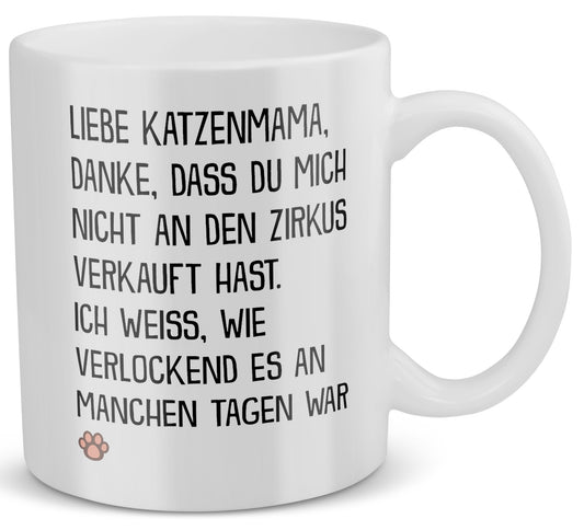 22Feels® Geschenk für Katzenmama - Tasse mit Spruch (Weiss, 320ml)-Weisse Tasse 320ml-22Feels