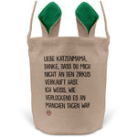 22Feels® Katzenmama Frauchen Katzen Osterkorb mit Henkel Ostergeschenk Tragetasche Ostern Deko Osternest Körbchen Hasenohren (Beige/Grün)-Ostern Tragetasche-22Feels