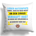 22Feels® Katzenpapa Geschenk für Cat Dads und Katzen-Herrchen - Kissen mit Spruch (Weiss 40x40cm)-Kissen Weiss 40x40-22Feels