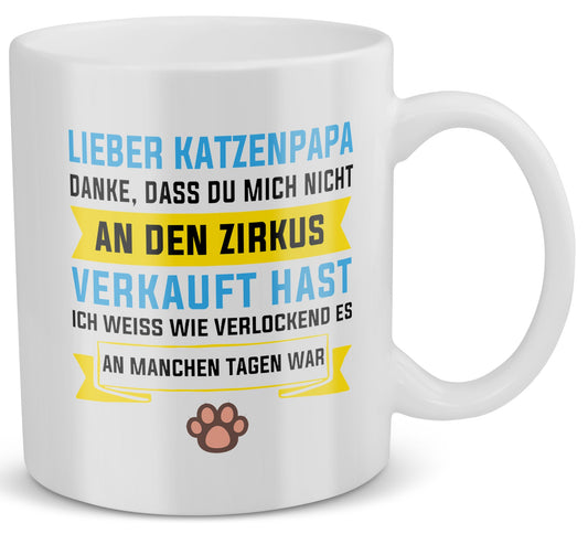 22Feels® Geschenk für Katzenpapa - Tasse mit Spruch (Weiss, 320ml)-Weisse Tasse 320ml-22Feels