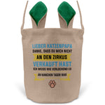 22Feels® Katzenpapa Herrchen Katzen Osterkorb mit Henkel Ostergeschenk Tragetasche Ostern Deko Osternest Körbchen Hasenohren (Beige/Grün)-Ostern Tragetasche-22Feels