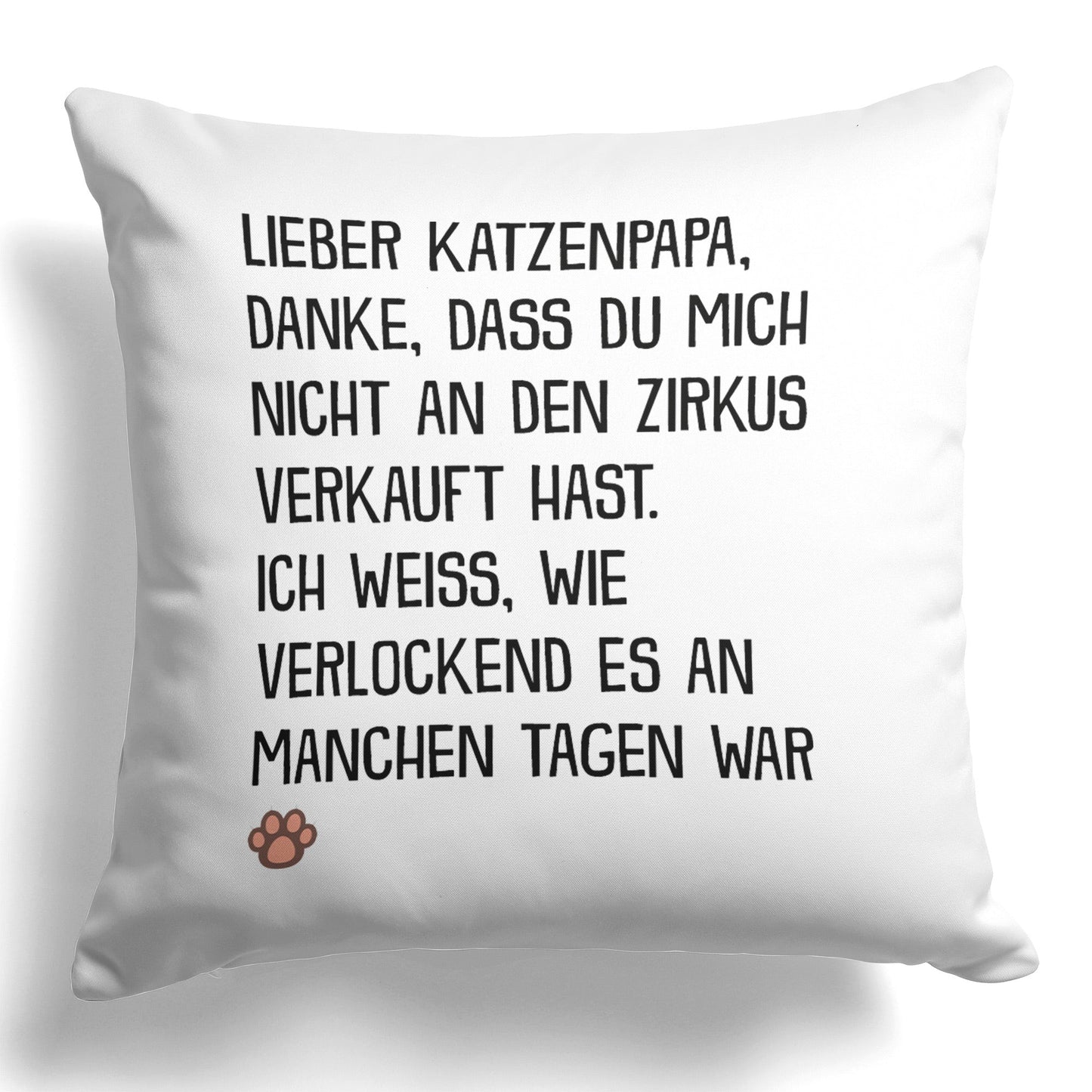22Feels® Katzenpapa Geschenk für Cat Dads und Katzen-Herrchen - Kissen mit Spruch (Weiss 40x40cm)-Kissen Weiss 40x40-22Feels
