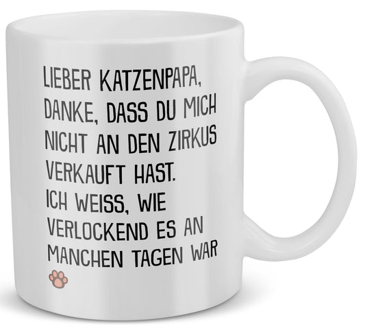 22Feels® Geschenk für Katzenpapa - Tasse mit Spruch (Weiss, 320ml)-Weisse Tasse 320ml-22Feels