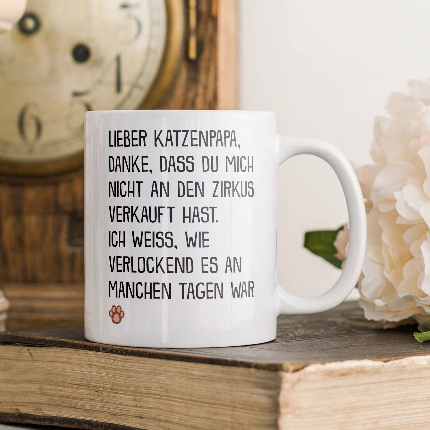 22Feels® Geschenk für Katzenpapa - Tasse mit Spruch (Weiss, 320ml)-Weisse Tasse 320ml-22Feels