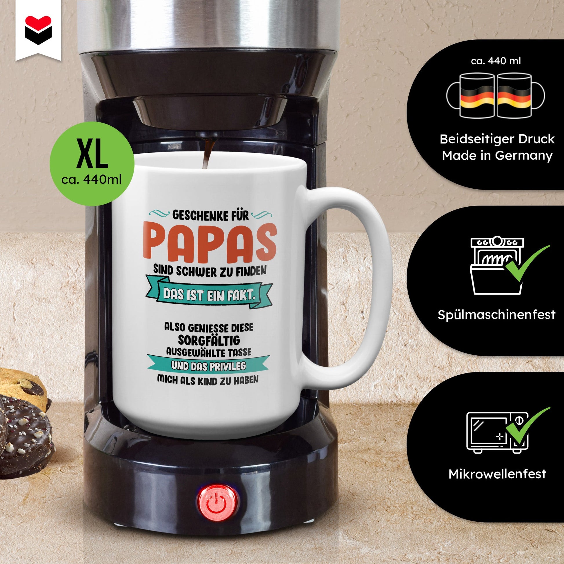 22Feels® Papa Geschenk - XL Tasse mit Spruch (Weiss, 440ml)-Weisse XL Tasse 440ml-22Feels