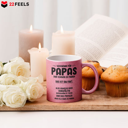 22Feels® Papa Geschenk - Glitzertasse mit Spruch (Pink, 320ml)-Glitzertasse Pink 320ml-22Feels