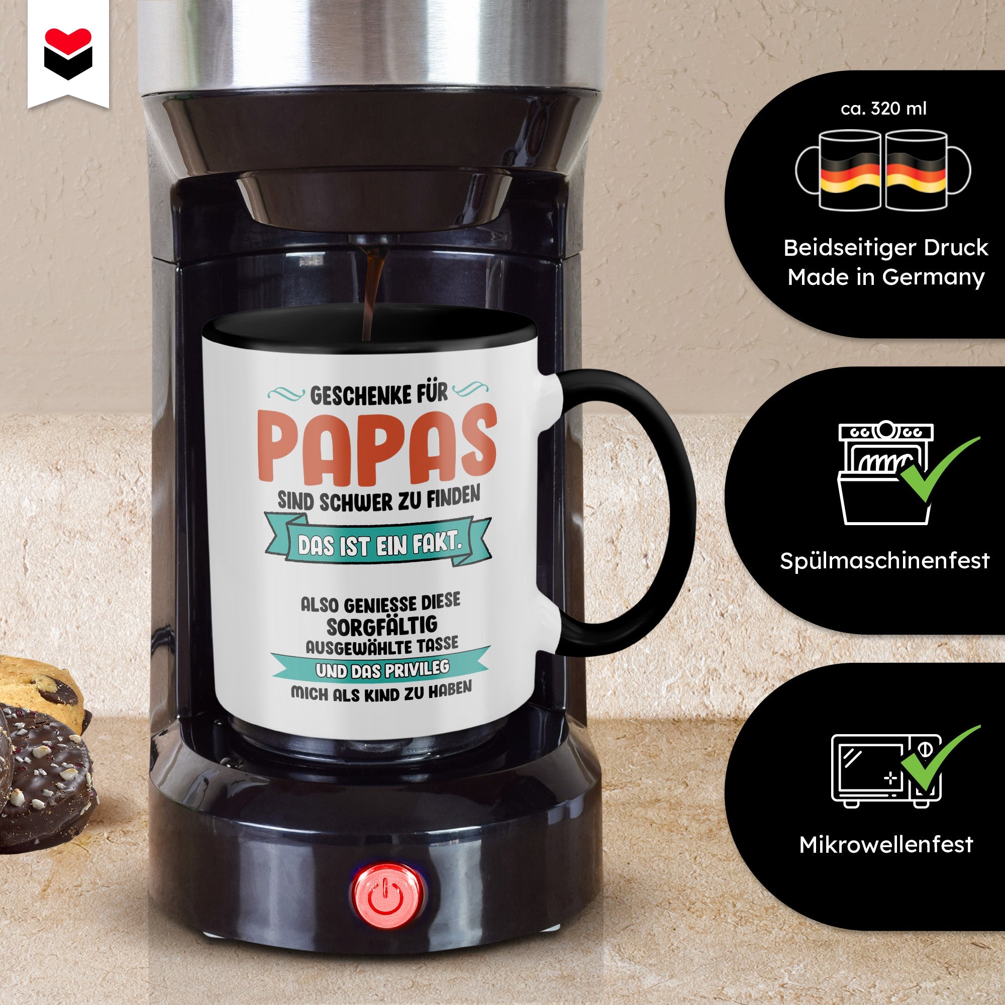 22Feels® Papa Geschenk - Tasse mit Spruch (Weiss-Schwarz, 320ml)-TwoTone Tasse Weiss-Schwarz 320ml-22Feels
