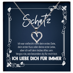 22Feels® Schatz Romantisches Geschenk für Frauen zum Jahrestag, Valentinstag, Hochzeitstag und co. - Echt Silber 925/000 Schmuckset: Herz Halskette mit Botschaftskarte-Schmuck mit Botschaftskarte - Herz21-22Feels