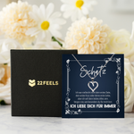 22Feels® Schatz Romantisches Geschenk für Frauen zum Jahrestag, Valentinstag, Hochzeitstag und co. - Echt Silber 925/000 Schmuckset: Herz Halskette mit Botschaftskarte-Schmuck mit Botschaftskarte - Herz21-22Feels