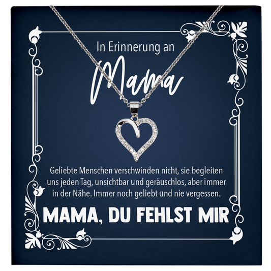 22Feels® In Erinnerung an Mama Kondolenzgeschenk - Echt Silber 925/000 Schmuckset: Herz Halskette mit Botschaftskarte-Schmuck mit Botschaftskarte - Herz21-22Feels