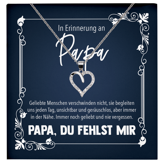 22Feels® In Erinnerung an Papa Kondolenzgeschenk - Echt Silber 925/000 Schmuckset: Herz Halskette mit Botschaftskarte-Schmuck mit Botschaftskarte - Herz21-22Feels