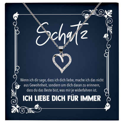 22Feels® Romantisches Geschenk für Frauen zum Hochzeistag, Jahrestag, Valentinstag und co. - Echt Silber 925/000 Schmuckset: Herz Halskette mit Botschaftskarte-Schmuck mit Botschaftskarte - Herz21-22Feels