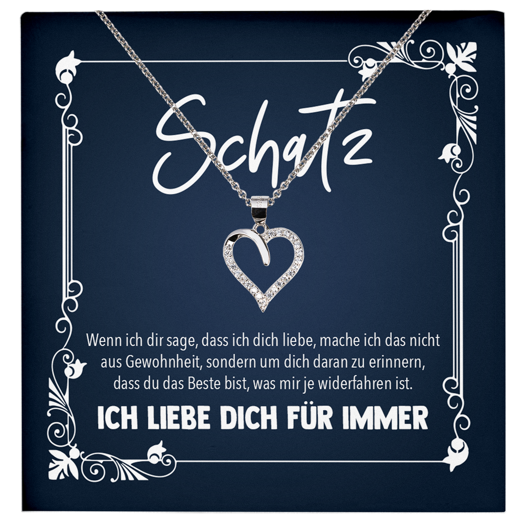22Feels® Romantisches Geschenk für Frauen zum Hochzeistag, Jahrestag, Valentinstag und co. - Echt Silber 925/000 Schmuckset: Herz Halskette mit Botschaftskarte-Schmuck mit Botschaftskarte - Herz21-22Feels
