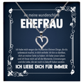 22Feels® Ehefrau Geschenk zum Hochzeitstag, Valentinstag, Geburtstag etc. - Echt Silber 925/000 Schmuckset: Herz Halskette mit Botschaftskarte-Schmuck mit Botschaftskarte - Herz21-22Feels