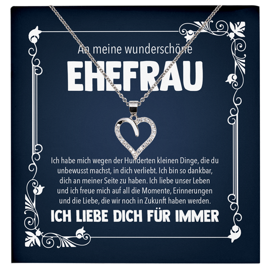 22Feels® Ehefrau Geschenk zum Hochzeitstag, Valentinstag, Geburtstag etc. - Echt Silber 925/000 Schmuckset: Herz Halskette mit Botschaftskarte-Schmuck mit Botschaftskarte - Herz21-22Feels