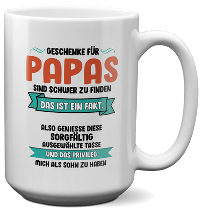 22Feels® Papa Geschenk - XL Tasse mit Spruch (Weiss, 440ml)-Weisse XL Tasse 440ml-22Feels