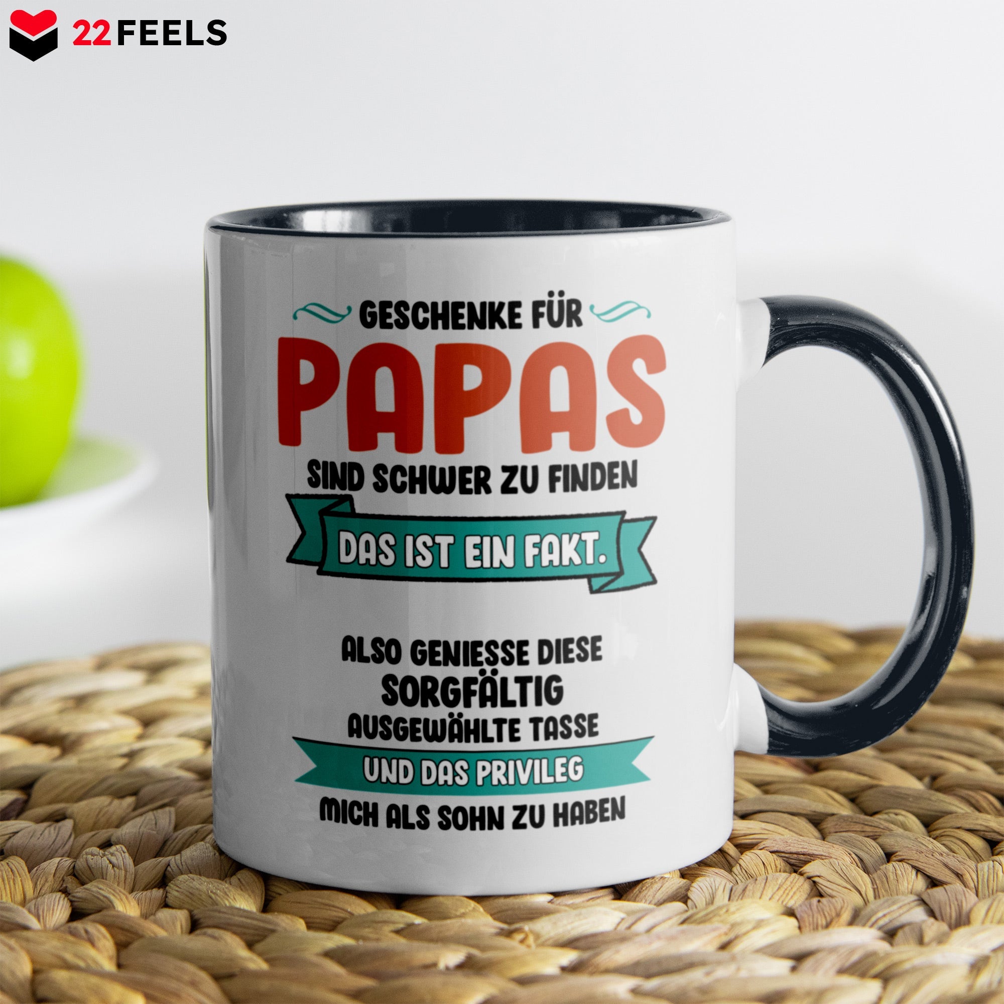 22Feels® Papa Geschenk - Tasse mit Spruch (Weiss-Schwarz, 320ml)-TwoTone Tasse Weiss-Schwarz 320ml-22Feels