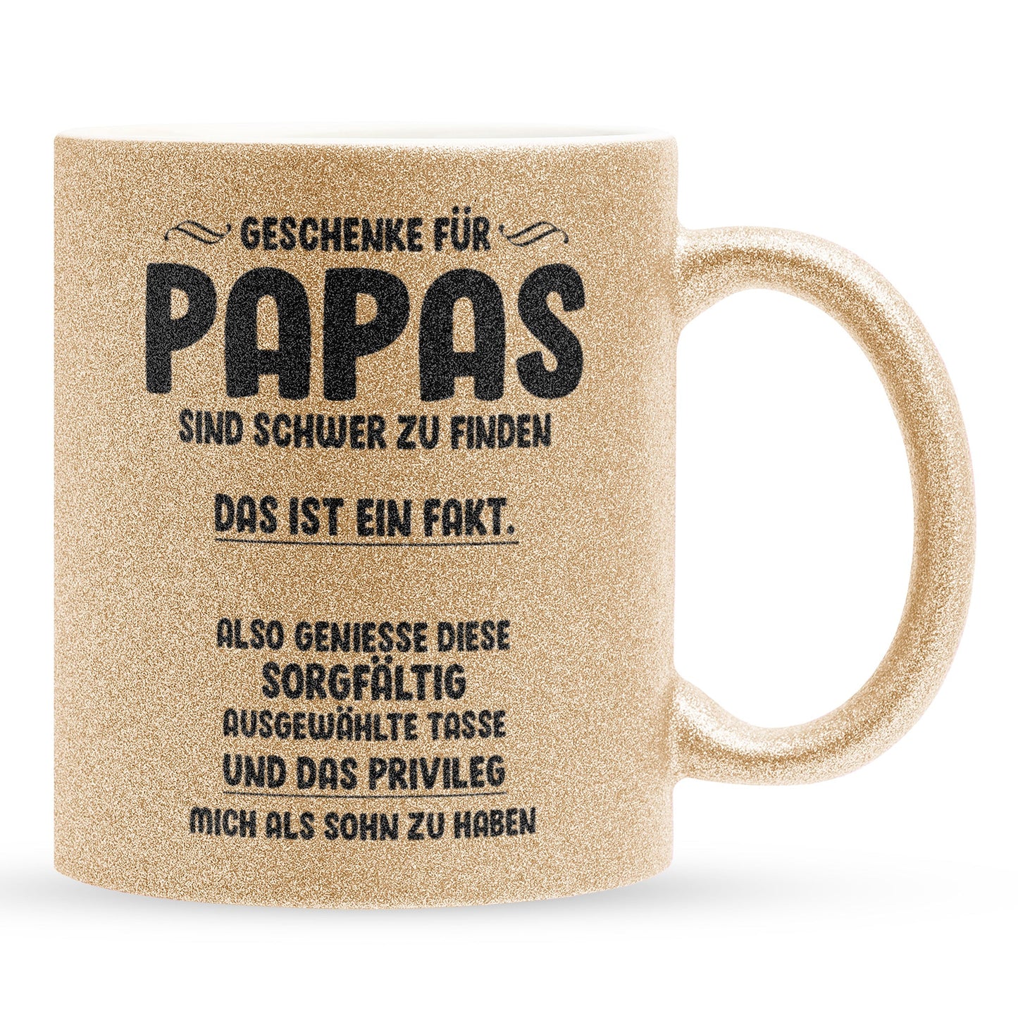 22Feels® Papa Geschenk - Glitzertasse mit Spruch (Gold, 320ml)-Glitzertasse Gold 320ml-22Feels