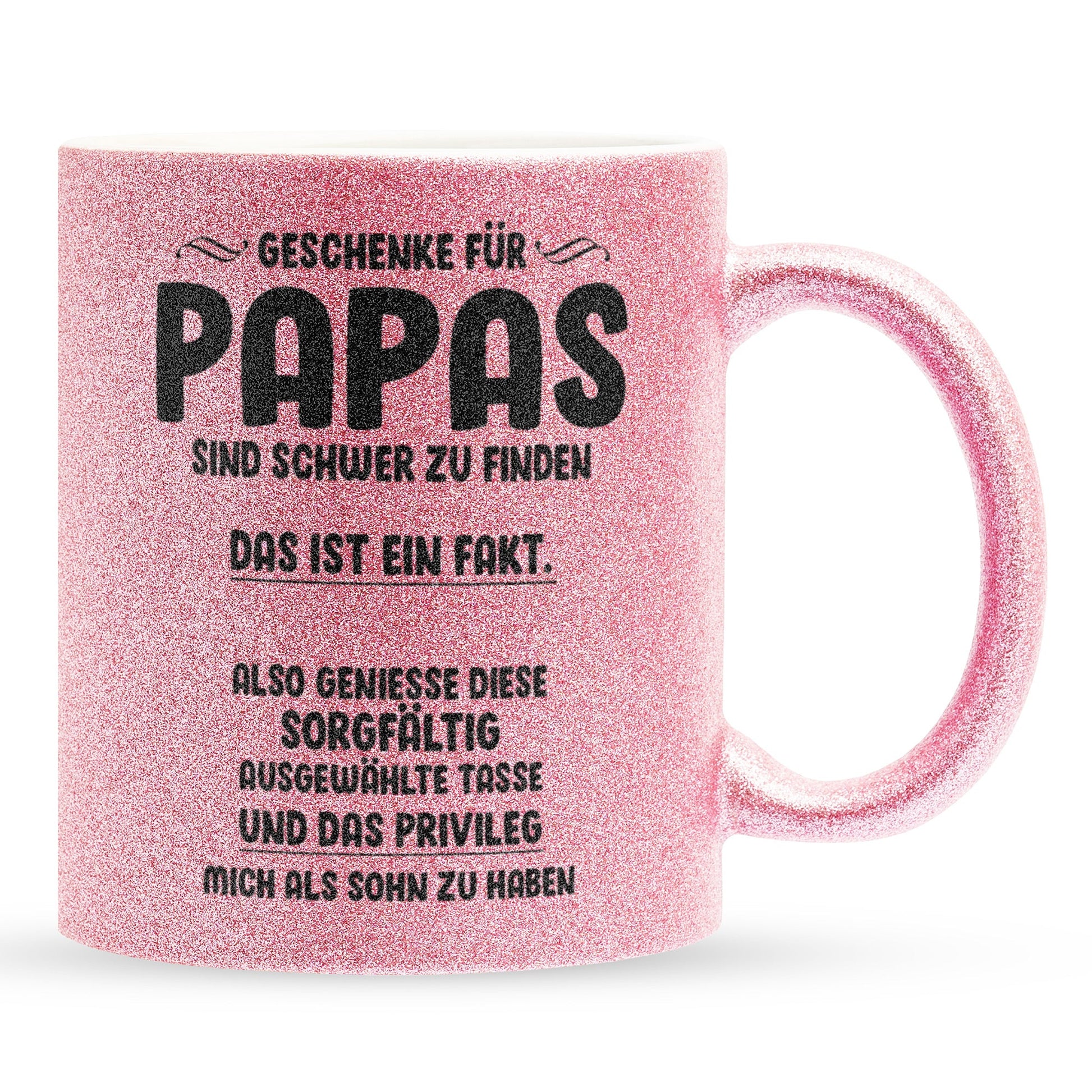 22Feels® Papa Geschenk - Glitzertasse mit Spruch (Pink, 320ml)-Glitzertasse Pink 320ml-22Feels