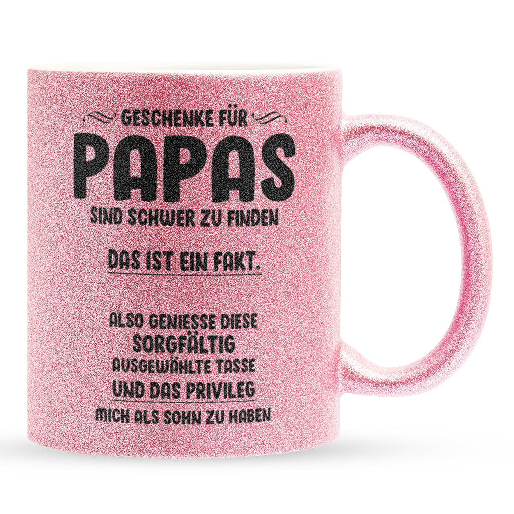 22Feels® Papa Geschenk - Glitzertasse mit Spruch (Pink, 320ml)-Glitzertasse Pink 320ml-22Feels