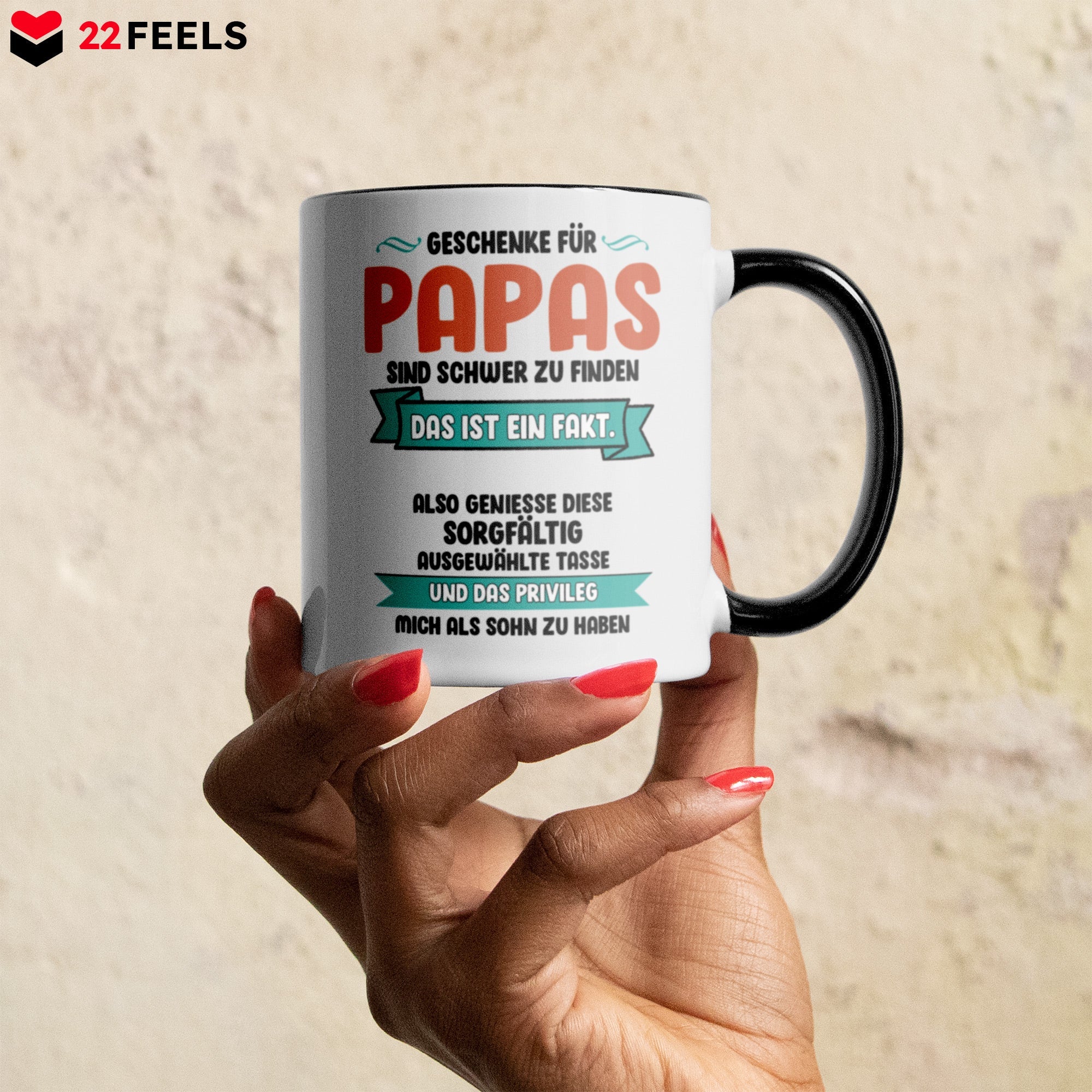 22Feels® Papa Geschenk - Tasse mit Spruch (Weiss-Schwarz, 320ml)-TwoTone Tasse Weiss-Schwarz 320ml-22Feels