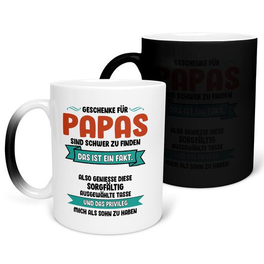 22Feels® Papa Geschenk - Zaubertasse mit Spruch (Matt-Schwarz und Weiss, 320ml)-Farbwechsel Tasse Matt 320ml-22Feels