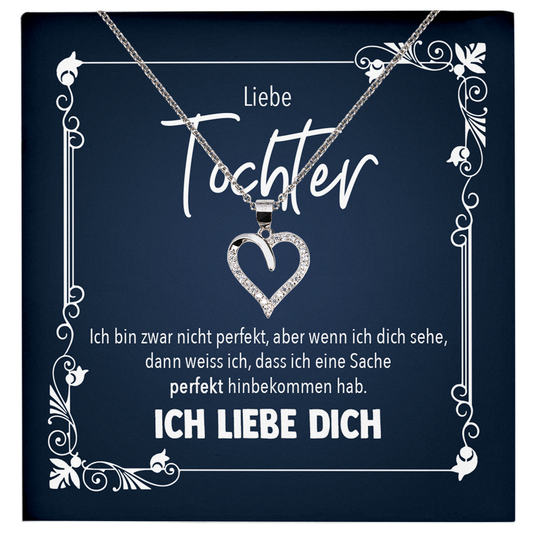 22Feels® Tochter Geschenk - Echt Silber 925/000 Schmuckset: Herz Halskette mit Botschaftskarte-Schmuck mit Botschaftskarte - Herz21-22Feels