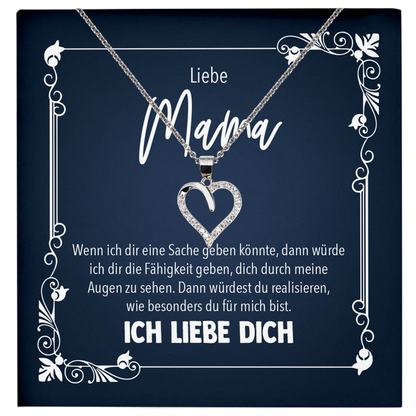 22Feels® Liebe Mama Geschenk zum Muttertag, Geburtstag und co. - Echt Silber 925/000 Schmuckset: Herz Halskette mit Botschaftskarte-Schmuck mit Botschaftskarte - Herz21-22Feels