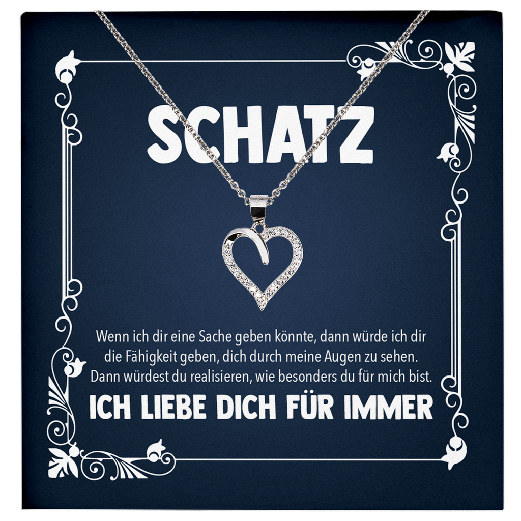 22Feels® Romantisches Geschenk für Frauen zum Hochzeistag, Jahrestag, Valentinstag und co. - Echt Silber 925/000 Schmuckset: Herz Halskette mit Botschaftskarte-Schmuck mit Botschaftskarte - Herz21-22Feels