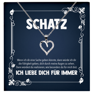 22Feels® Romantisches Geschenk für Frauen zum Hochzeistag, Jahrestag, Valentinstag und co. - Echt Silber 925/000 Schmuckset: Herz Halskette mit Botschaftskarte-Schmuck mit Botschaftskarte - Herz21-22Feels