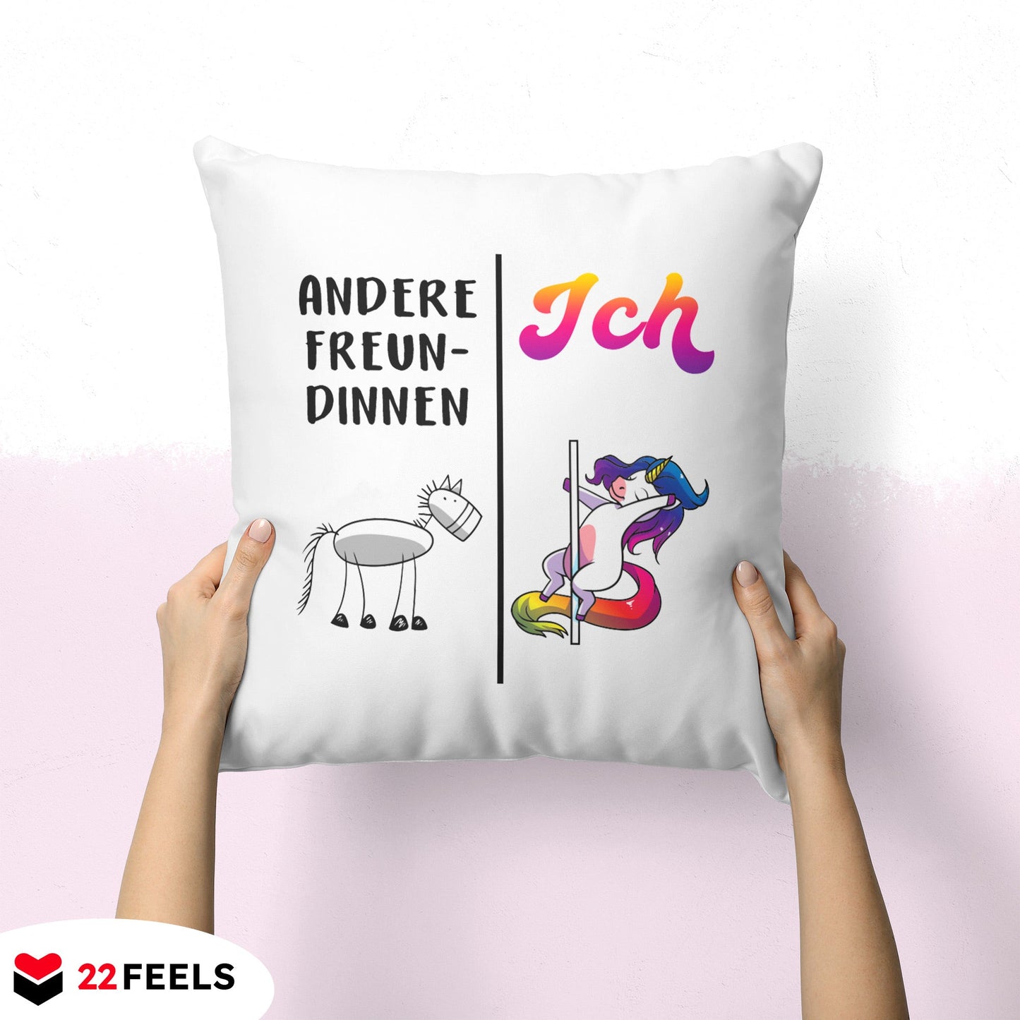 22Feels® Freundin Geschenk zum Jahrestag, Valentinstag, Geburtstag etc. - Kissen mit Spruch (Weiss 40x40cm)-Kissen Weiss 40x40-22Feels