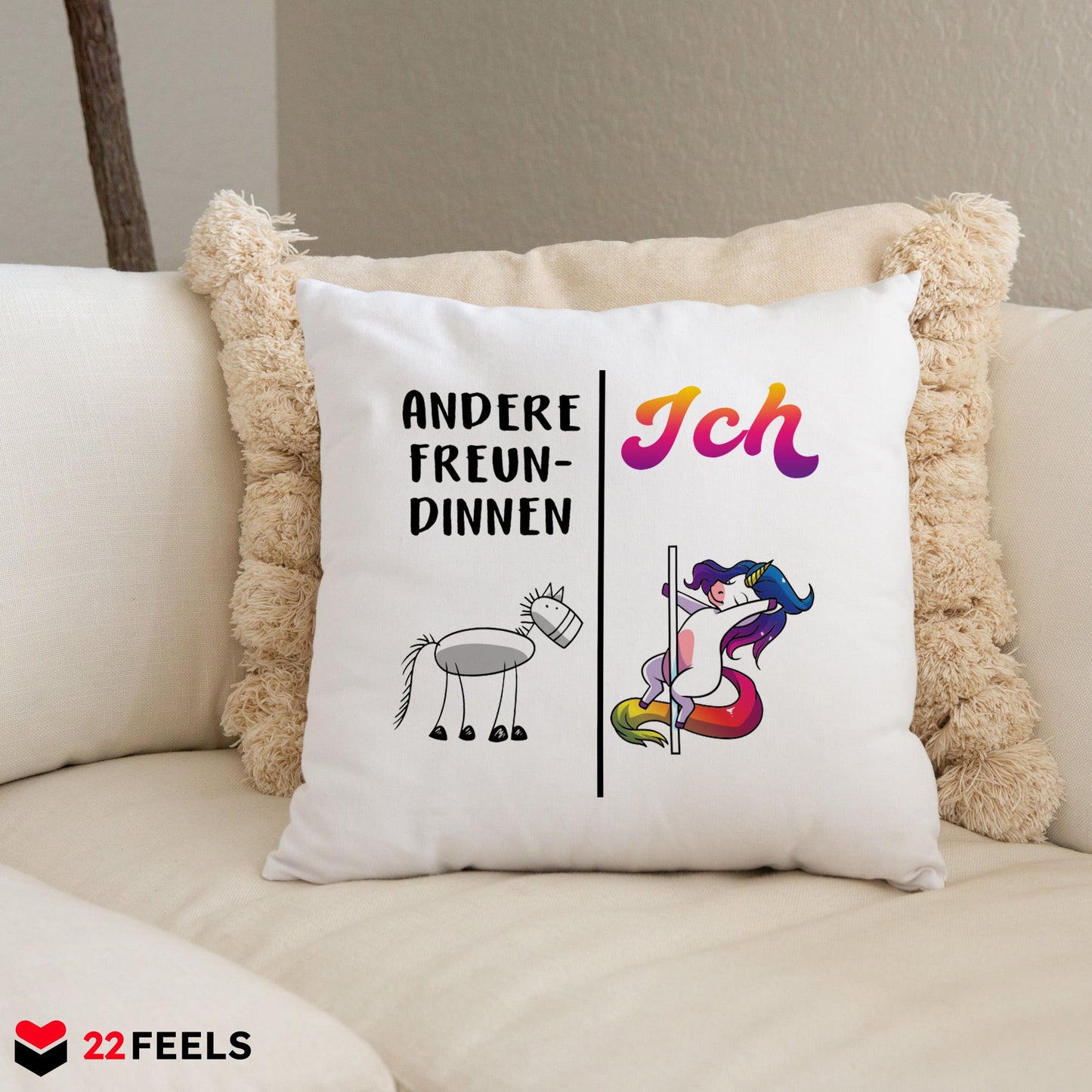 22Feels® Freundin Geschenk zum Jahrestag, Valentinstag, Geburtstag etc. - Kissen mit Spruch (Weiss 40x40cm)-Kissen Weiss 40x40-22Feels