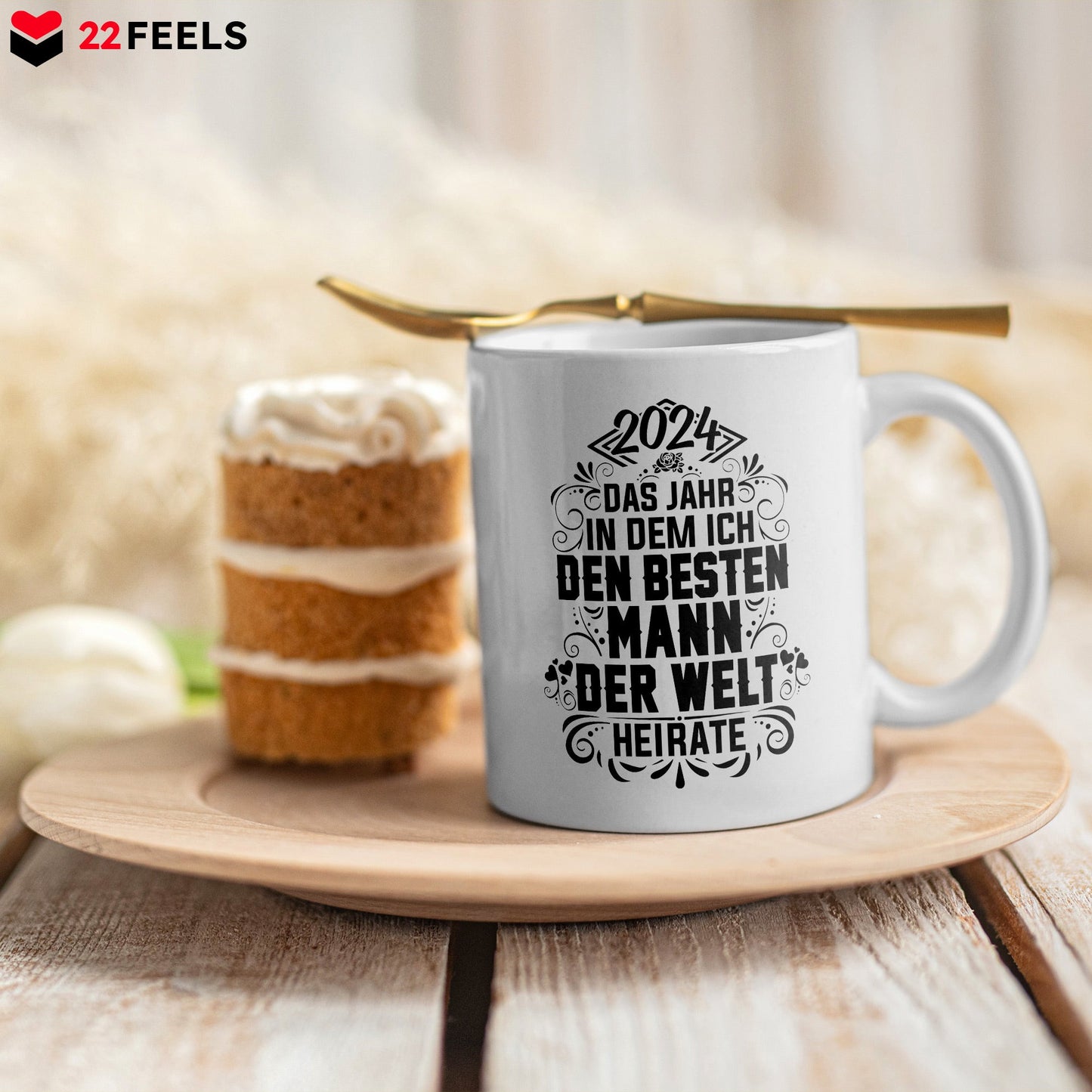 22Feels® Verlobungsgeschenk für 2024 Bräute - Bride To Be Tasse mit Spruch (Weiss, 320ml)-Weisse Tasse 320ml-22Feels