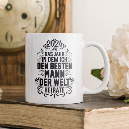 22Feels® Verlobungsgeschenk für 2024 Bräute - Bride To Be Tasse mit Spruch (Weiss, 320ml)-Weisse Tasse 320ml-22Feels