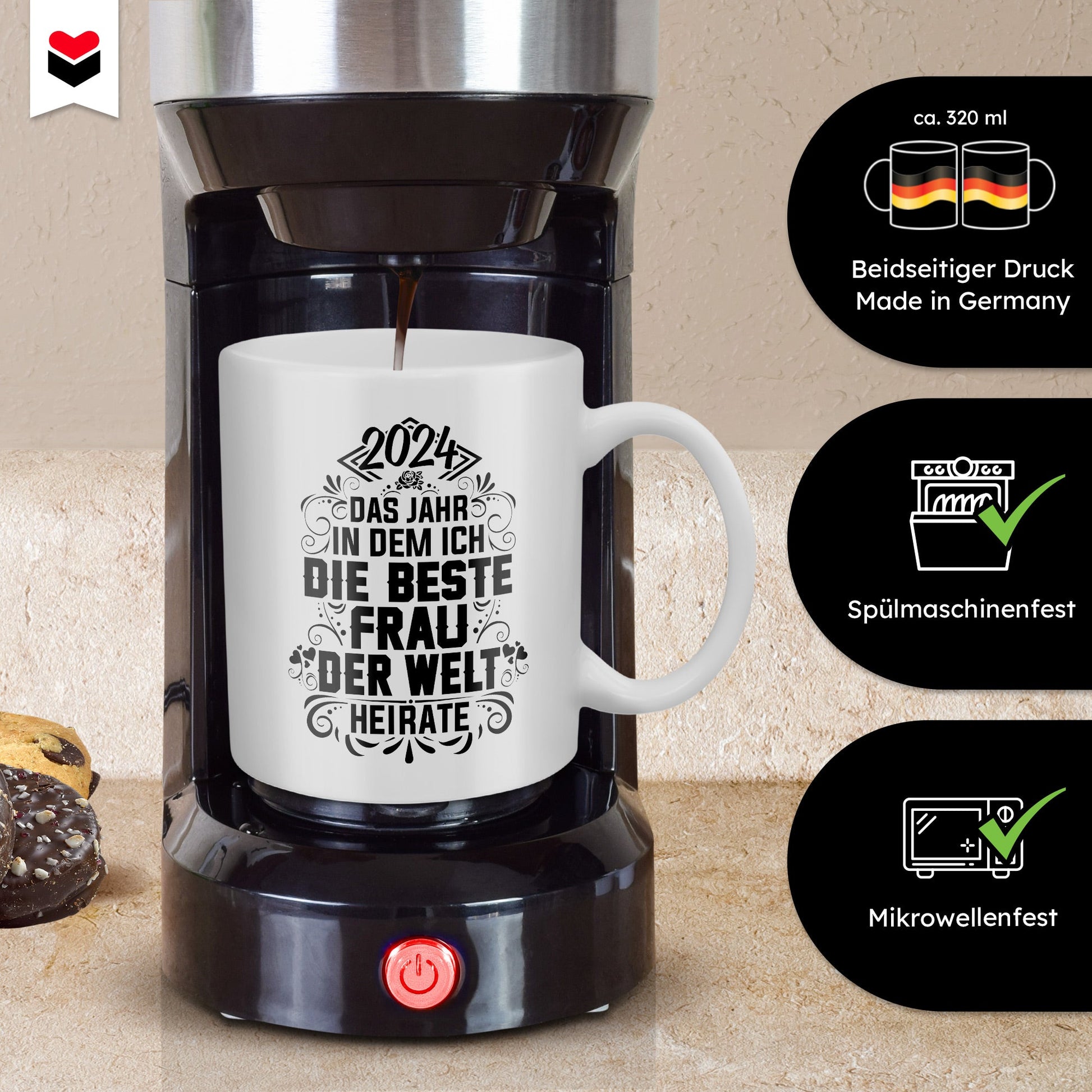 22Feels® Verlobungsgeschenk für 2024 Bräutigame - Groom To Be Tasse mit Spruch (Weiss, 320ml)-Weisse Tasse 320ml-22Feels