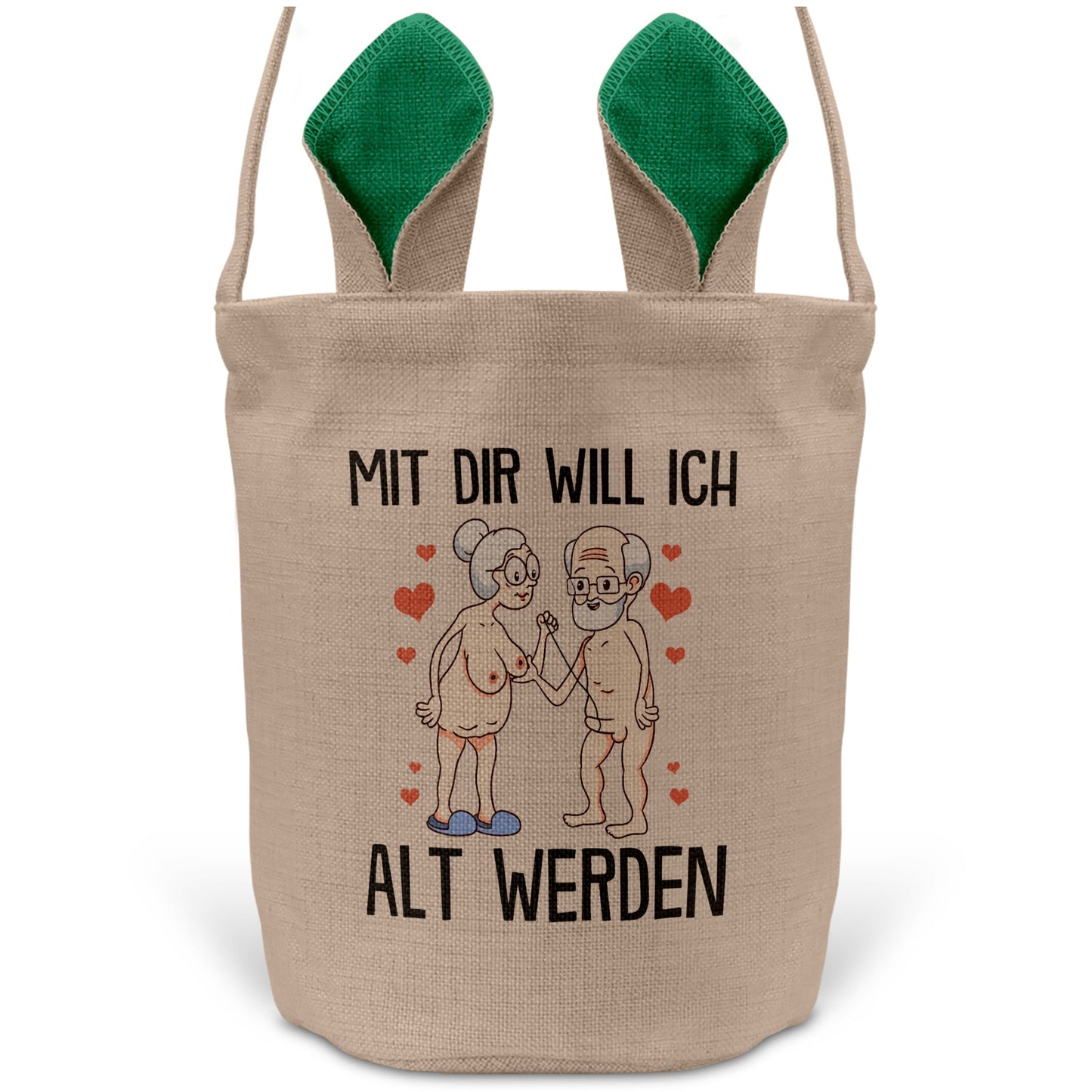 22Feels® Männer Frauen Osterkorb Liebe Paar Ehefrau Ehemann Freund Freundin Ostern mit Henkel Ostergeschenk Tragetasche Ostern Deko Osternest Körbchen Hasenohren (Beige/Grün)-Ostern Tragetasche-22Feels