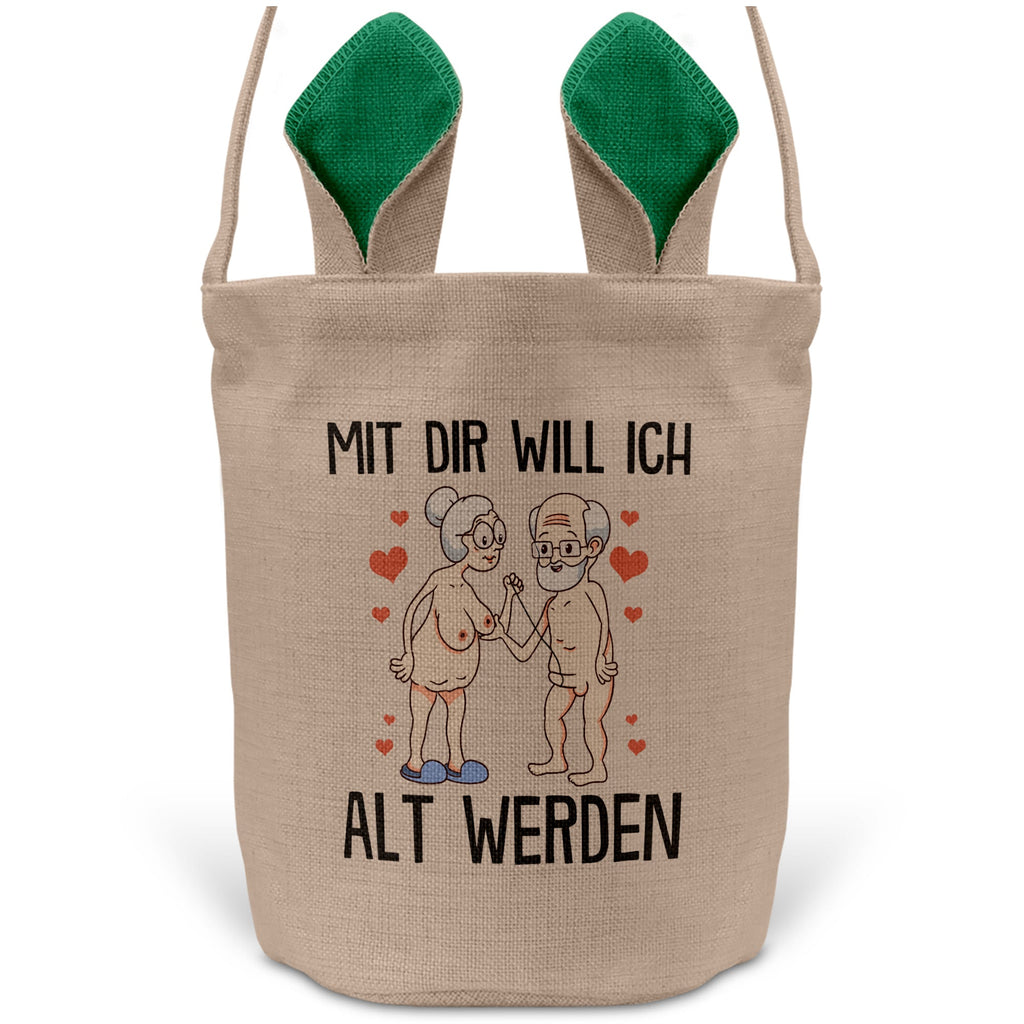 22Feels® Männer Frauen Osterkorb Liebe Paar Ehefrau Ehemann Freund Freundin Ostern mit Henkel Ostergeschenk Tragetasche Ostern Deko Osternest Körbchen Hasenohren (Beige/Grün)-Ostern Tragetasche-22Feels