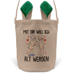 22Feels® Männer Frauen Osterkorb Liebe Paar Ehefrau Ehemann Freund Freundin Ostern mit Henkel Ostergeschenk Tragetasche Ostern Deko Osternest Körbchen Hasenohren (Beige/Grün)-Ostern Tragetasche-22Feels