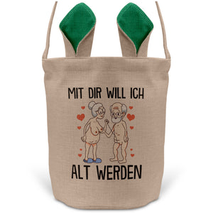 22Feels® Männer Frauen Osterkorb Liebe Paar Ehefrau Ehemann Freund Freundin Ostern mit Henkel Ostergeschenk Tragetasche Ostern Deko Osternest Körbchen Hasenohren (Beige/Grün)-Ostern Tragetasche-22Feels