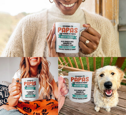 22Feels® Geschenk für Papa von Tochter - Spruch: Geschenke Sind Schwer Zu Finden (Weiss, 320ml)-Weisse Tasse 320ml-22Feels