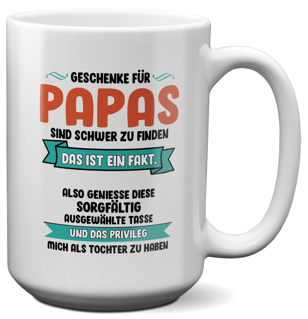 22Feels® Papa Geschenk von Tochter - XL Tasse mit Spruch (Weiss, 440ml)-Weisse XL Tasse 440ml-22Feels