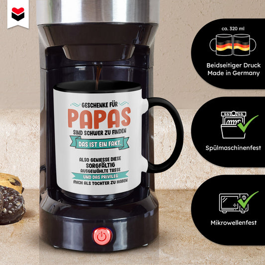 22Feels® Papa Geschenk von Tochter - Tasse mit Spruch (Weiss-Schwarz, 320ml)-TwoTone Tasse Weiss-Schwarz 320ml-22Feels
